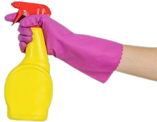 Mano con un producto de limpieza